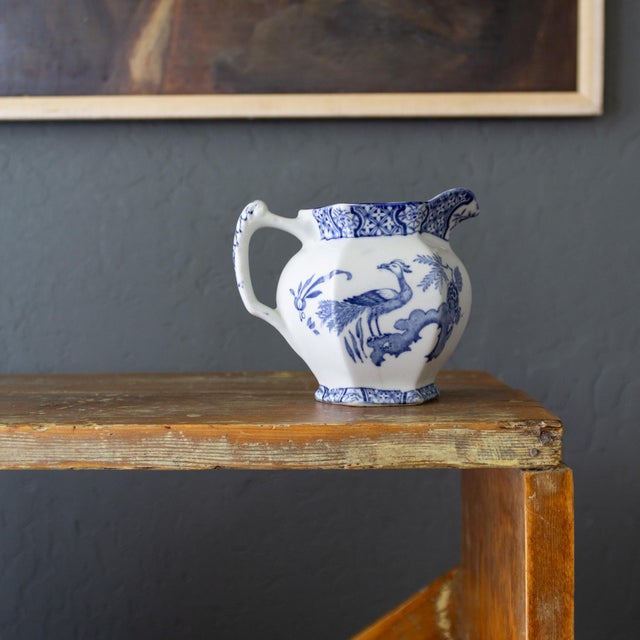 1920s English Wood and Sons Early Yuan Pattern Transferware Ceramic Creamer For Sale - Image 6 of 10