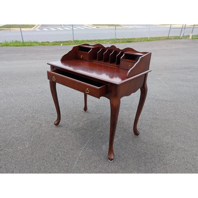 Vintage Mahogany Secretary/Writing Desk With Stool For Sale - Image 11 of 14