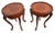 Wood 1930s Two French Side Tables, Display, Nightstands, Round Top Floral Marquetry For Sale - Image 7 of 13