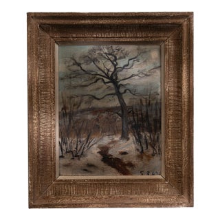 Early 20th Century Belgium Light Gray Canvas Painting For Sale