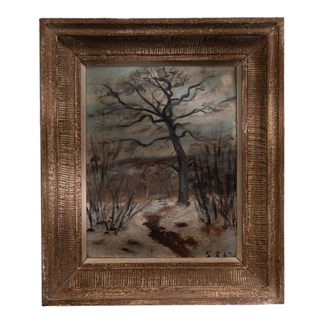 Early 20th Century Belgium Light Gray Canvas Painting For Sale