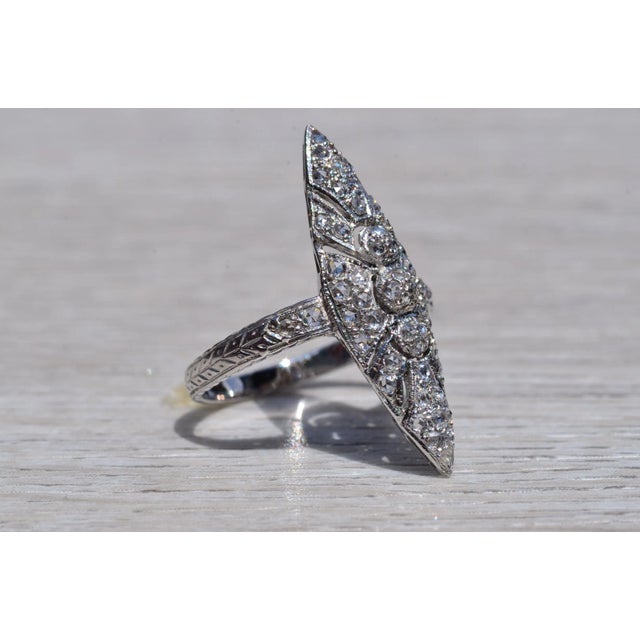 The Rockbridge: Antique Edwardian Navette Ring set with Diamonds For Sale - Image 9 of 12