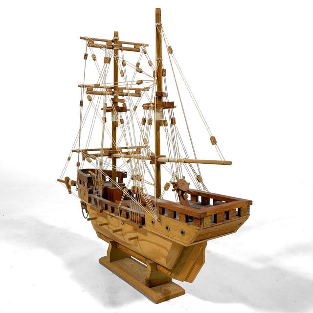 Wood Wooden Model Sailing Ship by J. Romero For Sale - Image 7 of 13