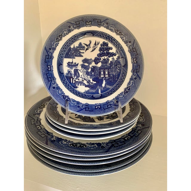 Chinoiserie Blue Willow Johnson Bros Dinner Ware -Set of 9 For Sale - Image 3 of 6