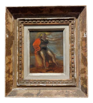 Reginald Marsh -Blonde Woman With a Red Cape on the Boardwalk -Oil Painting