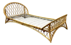 Rattan Bed with Metal Base, 1960s