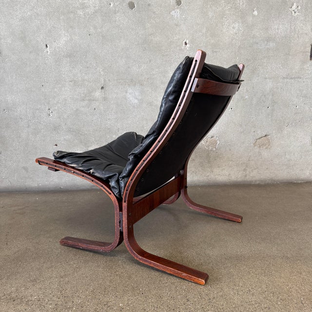 Vintage 1960s Black Leather Westnofa Siesta Chair For Sale In Los Angeles - Image 6 of 12
