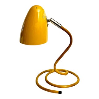 1980s Ting Shen Table Lamp Coiled Mid-Century Modern Vintage Mustard Yellow For Sale