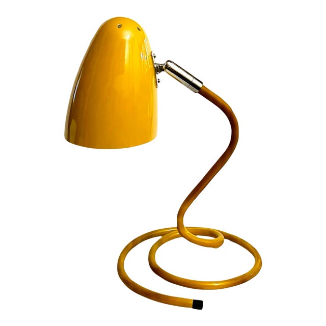 1980s Ting Shen Table Lamp Coiled Mid-Century Modern Vintage Mustard Yellow For Sale