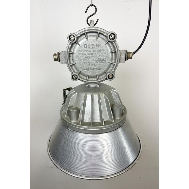 Large Industrial Cast Aluminium Cage Pendant Light from Polam Wilkasy, 1970s For Sale - Image 10 of 18