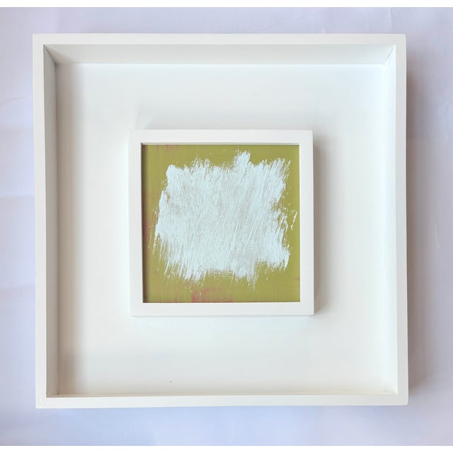 Sarah Trundle, Contemporary Abstract Framed Painting, "Enough Said: Peach on Green" For Sale - Image 6 of 6