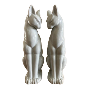 Early 19th Century Pair of Antique Japanese Kutani Porcelain Cats – Meiji Period