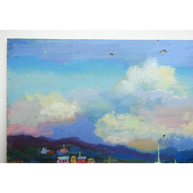 American Mid 20th Century Fishing Harbor Painting For Sale - Image 3 of 7