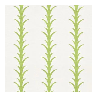 Sample-Schumacher X Celerie Kemble Acanthus Stripe Fabric in Leaf For Sale