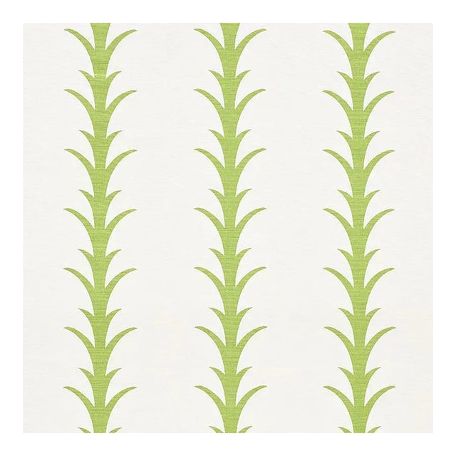 Sample-Schumacher X Celerie Kemble Acanthus Stripe Fabric in Leaf For Sale