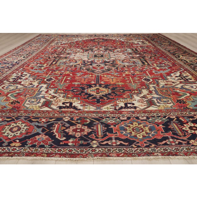Late 19th Century Persian Serapi Rug, 11'09 X 14'10 For Sale - Image 9 of 10