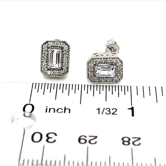 Natural Sapphire Diamond Stud Earrings 14k W Gold 0.96 TCW Certified For Sale - Image 15 of 16
