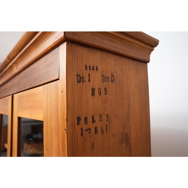 Vintage Polish Monumental Pine Bookcase, 1930s For Sale - Image 15 of 16