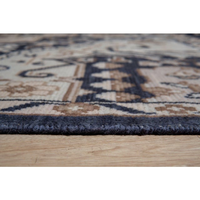 Traditional 9x12 Charcoal Ivory Heriz Style Medallion Hand-Knotted Wool Rug For Sale - Image 3 of 4