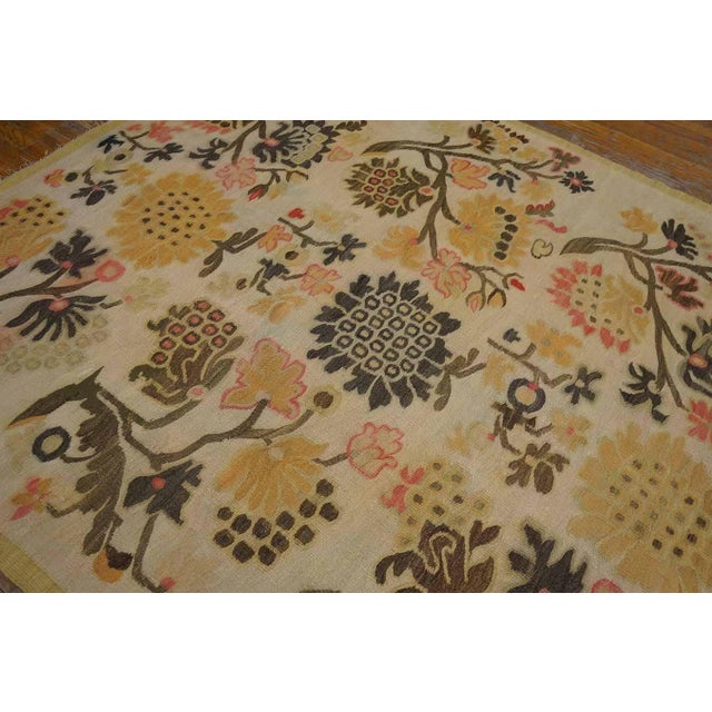 Antique Bessarabian Flatweave Rug With Floral Design in a Special Ivory Background Color For Sale - Image 4 of 12