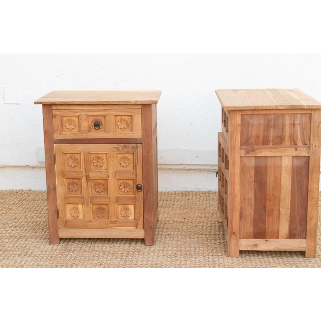 1990s Set of 2, Haveli Lotus Flower Bedside Cabinets For Sale - Image 5 of 9