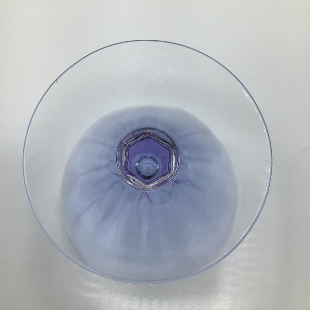 Glass Art Deco Optic Wisteria Footed Juice Glasses by Fostoria Glass-Set of 6 For Sale - Image 7 of 12