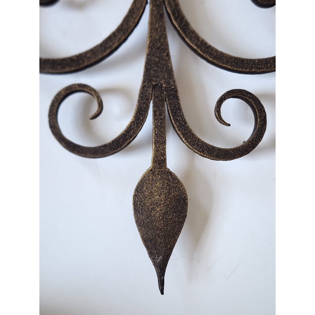 Vintage Wrought Iron Wall Sconces-a Pair For Sale - Image 12 of 12