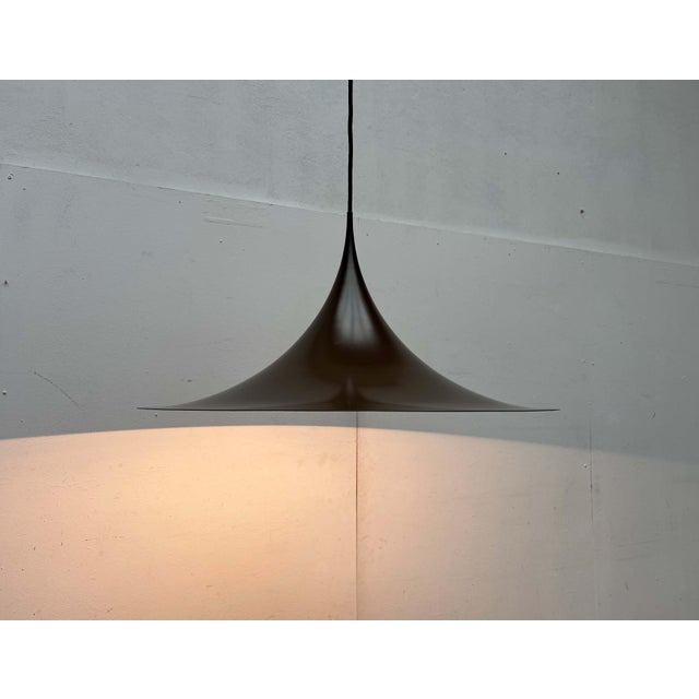 Mid-Century Modern Space Age Danish Brown Semi Pendant Lamp by Claus Bonderup and Torsten Thorup for Fog & Mørup, 1960s For Sale - Image 5 of 18