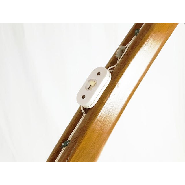 Mid-Century Rispal Style Floor Lamp in Curved Wood and Brass from Valzania, 1940s For Sale - Image 11 of 15