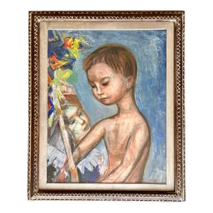 Josef Presser Signed Original Painting New York Expressionism Young Boy