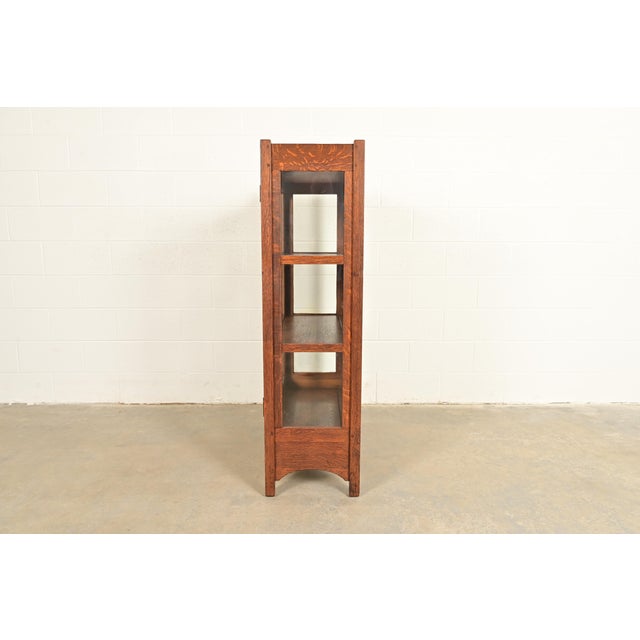L. & J. G. Stickley Antique Mission Oak Arts and Crafts Bookcase Cabinet, Circa 1910 For Sale - Image 11 of 14