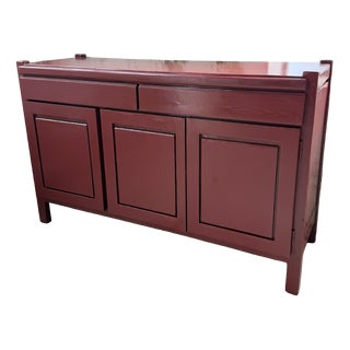 Vintage Red Lacquered Sideboard in Wood, 1970 For Sale