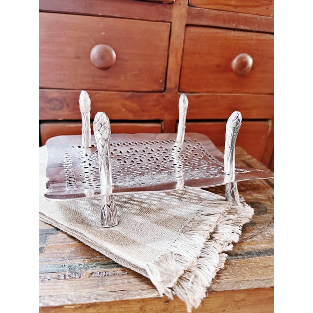 Metal 1905 Silver Plated Asparagus Server From Hotel Baltimore in Kansas City For Sale - Image 7 of 11