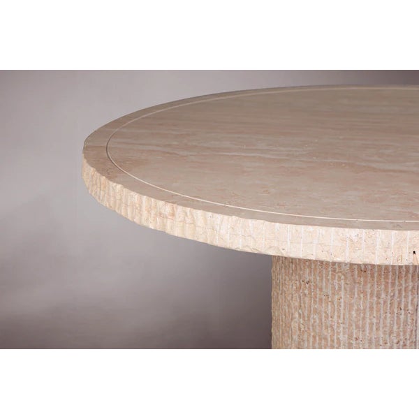 Bord D'éclat Travertine Round Dining Table 59" For Sale - Image 4 of 5