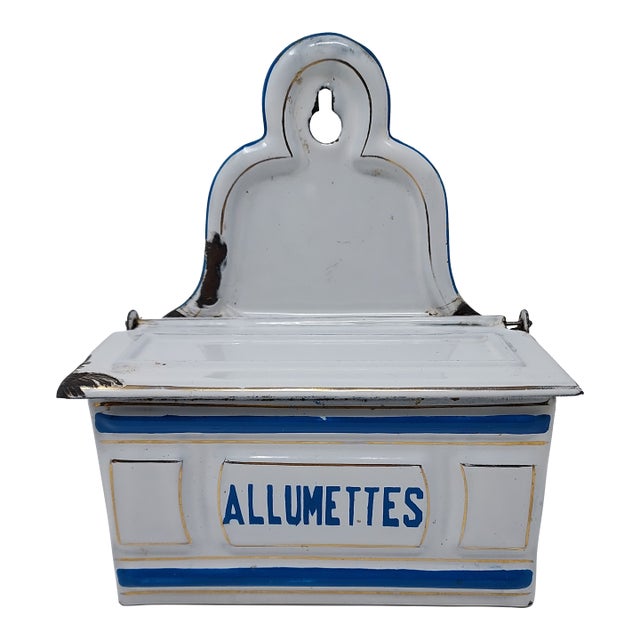 French Enamel Antique Match Safe "Allumettes" For Sale