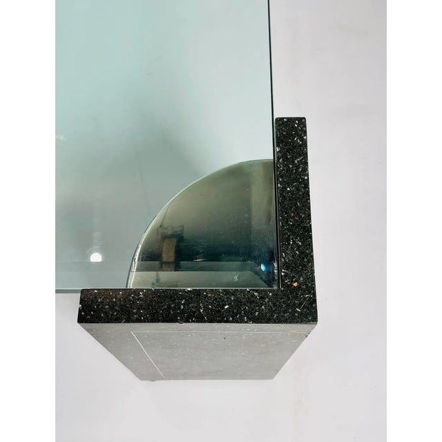 Terrazzo, Stainless Steel & Glass Coffee Table After Karl Springer, Usa 1970's For Sale - Image 9 of 13