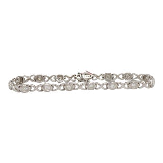 Infinity Link White Diamond Bracelet in 18k White Gold For Sale