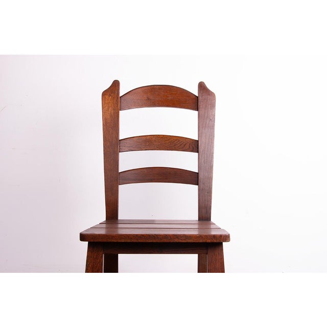 Large Brutalist Chairs in Oak from René Gabriel, 1950s, Set of 6, in Flawless conditions. Designed 1950 to 1959