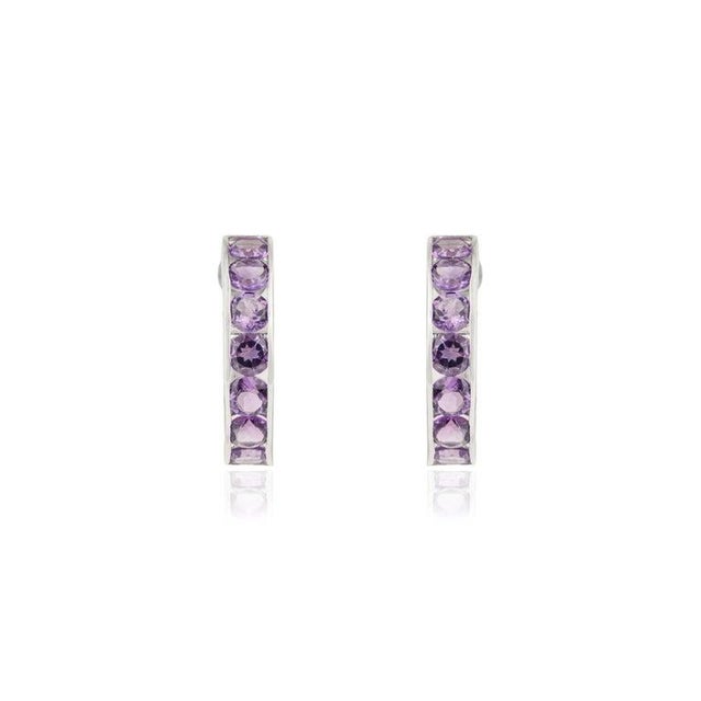 Not Yet Made - Made To Order Timeless Amethyst Solid Silver Earrings for Everyday Wear, A Pair For Sale - Image 5 of 9