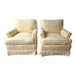 Pair of Mid 20th Century Yellow Upholstered Lounge Chairs For Sale