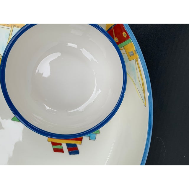 2000 - 2009 Studio Nova Yacht Race Boating Motif Big Serving Bowl Chip and Dip For Sale - Image 5 of 7