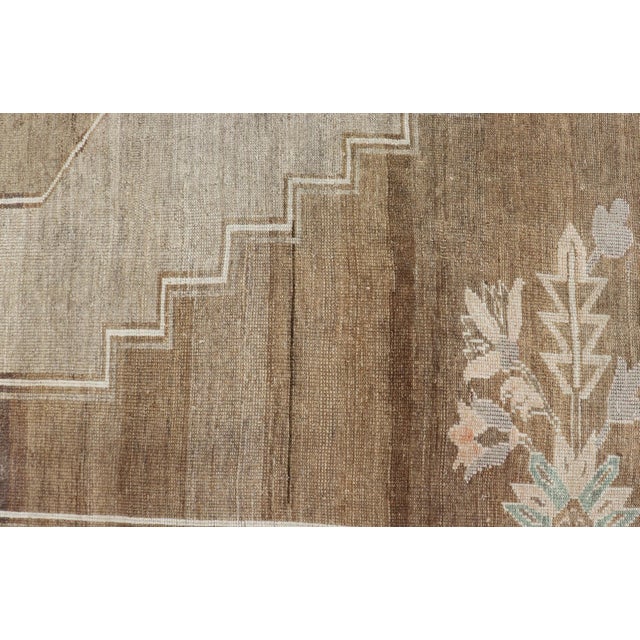 Turkish Vintage Kars Rug in Brown Background With Gray and Hints of Green For Sale - Image 11 of 14