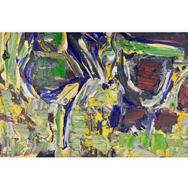 Jay Milder, Vibrant Abstract Rhino Horn Jay Milder Figurative Expressionist Art Oil Painting For Sale - Image 14 of 14
