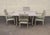 High Quality Teak Outdoor Patio Dining Set Featuring A Rectangular Slatted Top Dining Table With Umbrella Opening And Four...