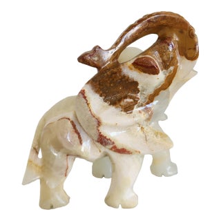 Vintage Large Carved Onyx Elephant Sculpture For Sale