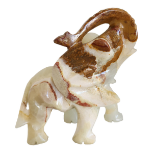 Vintage Large Carved Onyx Elephant Sculpture