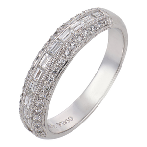 Vintage Diamond Platinum Half Eternity Band, Size 6.5