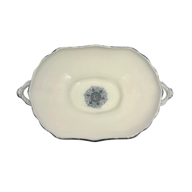 Antique New Wharf Pottery Regent Semi Porcelain Covered Tureen Transferware. For Sale - Image 9 of 12