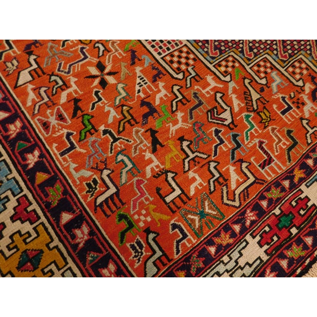 Textile Vintage Persian Flatwoven Sumac Rug For Sale - Image 7 of 13