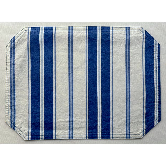 Late 20th Century Set of 4 Laura Ashley Home Blue & White Reversible Cotton Placemats & Napkins For Sale - Image 9 of 18